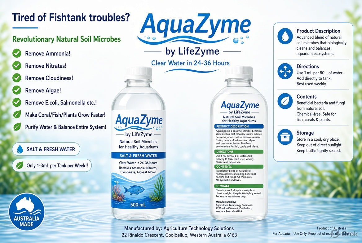 AquaZyme by LifeZyme 500ml bottle – Natural Soil Microbes for Healthy Aquariums