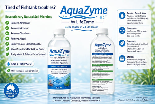 AquaZyme by LifeZyme 500ml bottle – Natural Soil Microbes for Healthy Aquariums