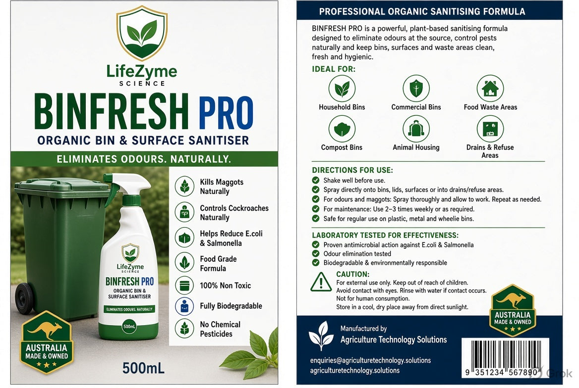 BinFresh Pro Organic Bin & Surface Sanitiser 500mL by LifeZyme Science