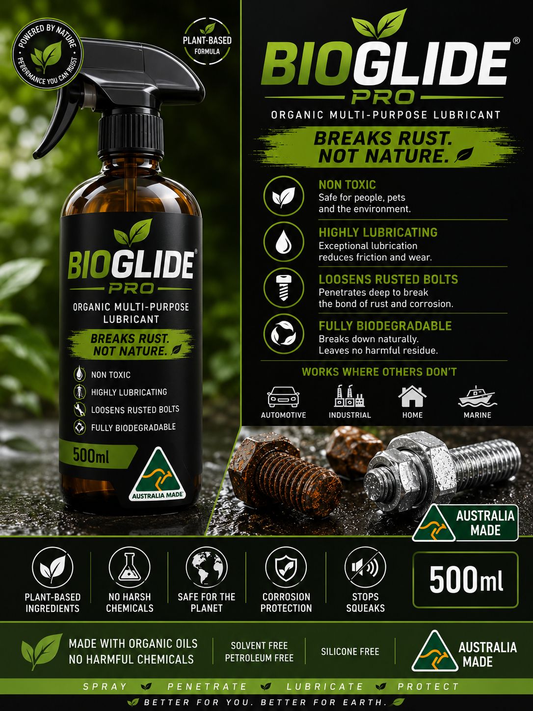 BioGlide Pro Organic Multi-Purpose Lubricant 500mL info sheet
